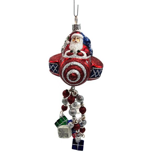 Patricia Breen Santa du Ciel Red Air Plane Travel Gifts Christmas Tree Ornament - Picture 2 of 15
